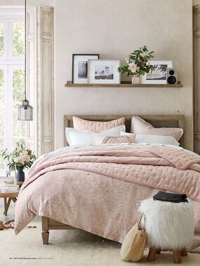 Pottery Barn Vanessa Paisley Duvet Cover Soft Rose Blush *see photos